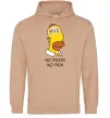 Мужская толстовка (худи) No brain, no pain Simpsons Песочный фото