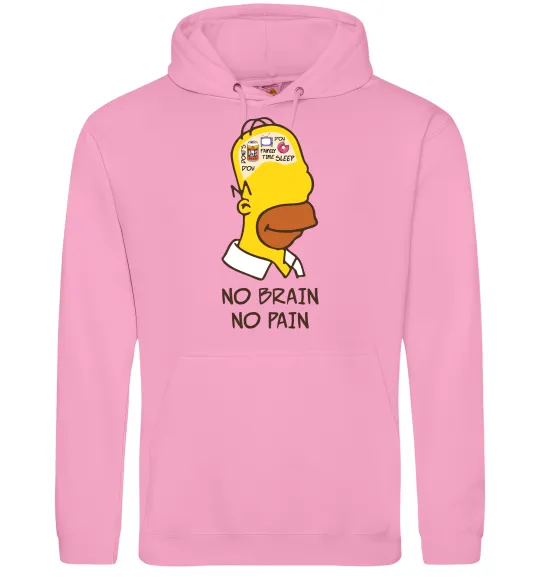 Женская толстовка (худи) No brain, no pain Simpsons Розовый фото