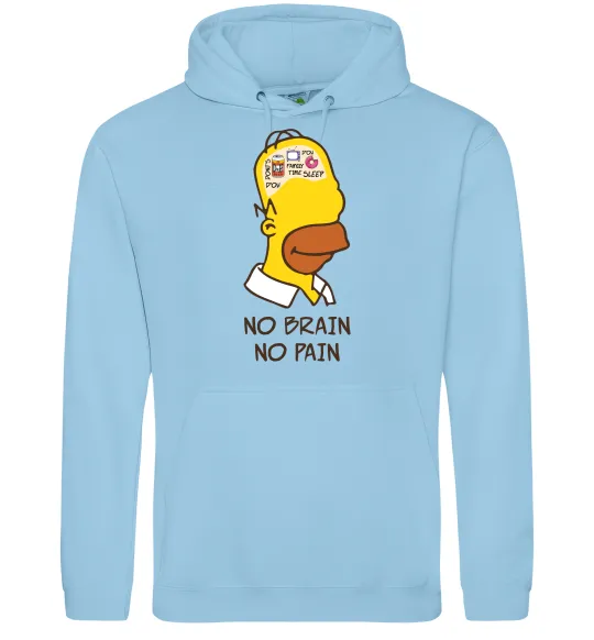 Женская толстовка (худи) No brain, no pain Simpsons Голубой фото