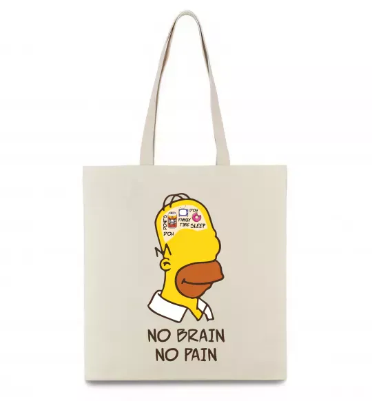 Еко-сумка No brain, no pain Simpsons Бежевий фото