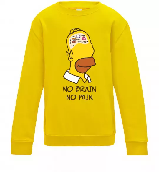 Дитячий світшот No brain, no pain Simpsons Сонячно жовтий фото