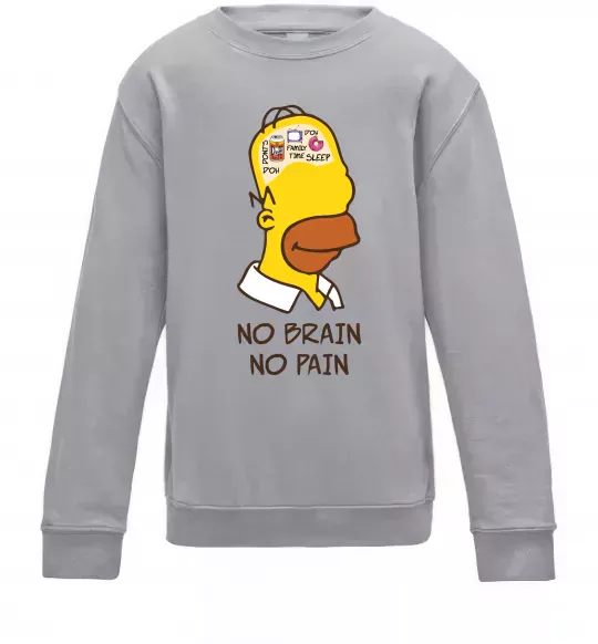 Дитячий світшот No brain, no pain Simpsons Сірий меланж фото