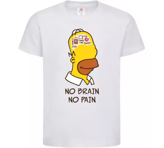 Дитяча футболка No brain, no pain Simpsons Білий фото