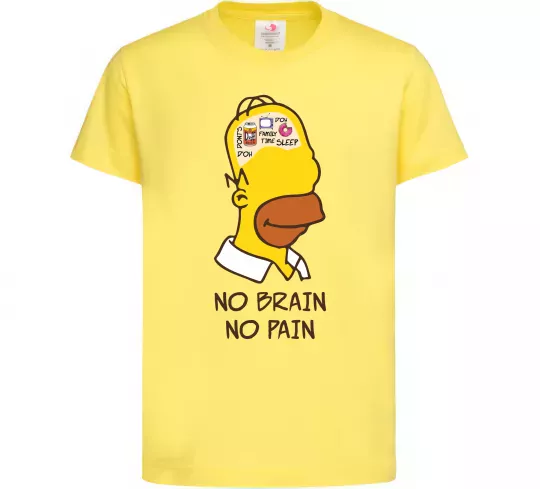 Дитяча футболка No brain, no pain Simpsons Лимонний фото