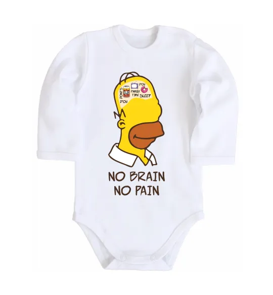 Детский боди No brain, no pain Simpsons Белый фото