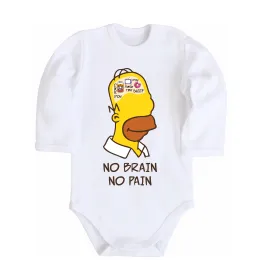 Детский боди No brain, no pain Simpsons Белый фото