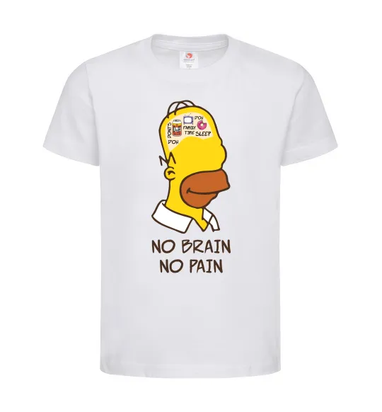 Дитяча футболка No brain, no pain Simpsons Білий фото