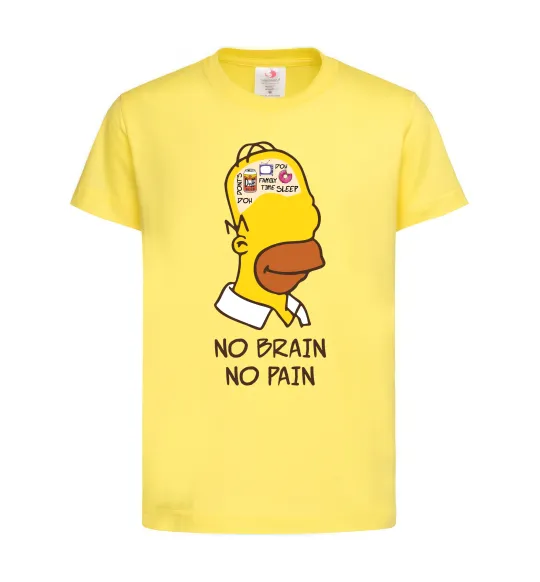Дитяча футболка No brain, no pain Simpsons Лимонний фото