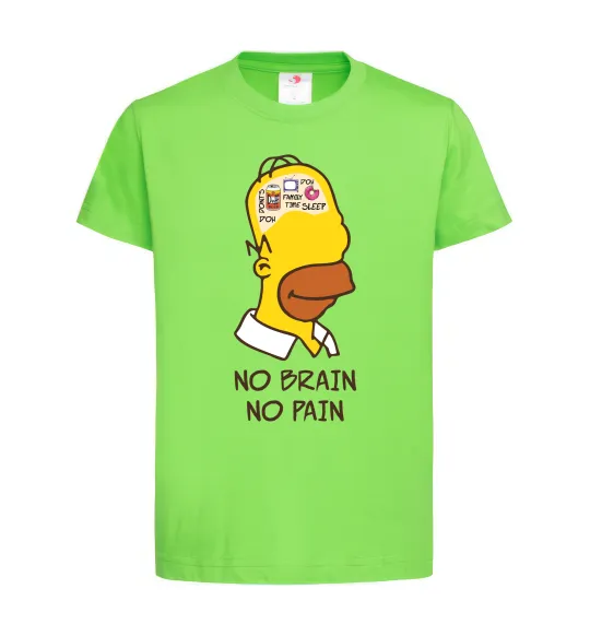Дитяча футболка No brain, no pain Simpsons Лаймовий фото