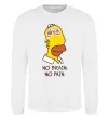 Свитшот No brain, no pain Simpsons Белый фото