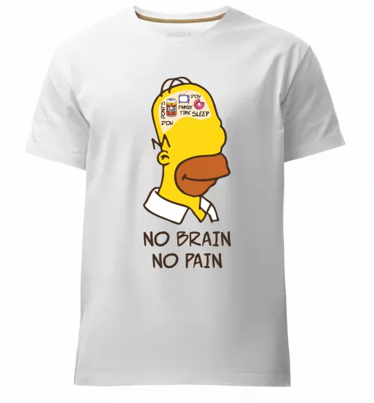 Чоловіча преміум футболка No brain, no pain Simpsons Білий фото