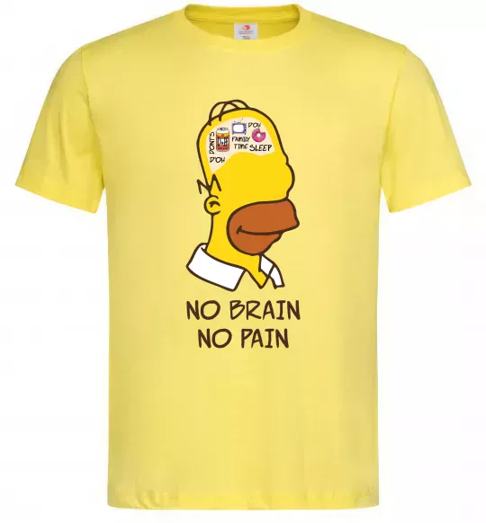 Чоловіча футболка No brain, no pain Simpsons Лимонний фото