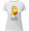 Женская премиум футболка No brain, no pain Simpsons Белый фото