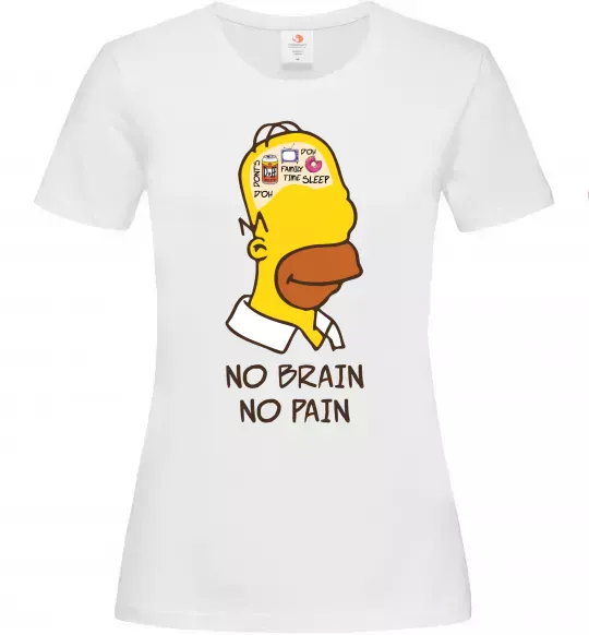 Женская футболка No brain, no pain Simpsons Белый фото