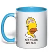 Чашка с цветной ручкой No brain, no pain Simpsons Голубой фото