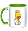 Чашка с цветной ручкой No brain, no pain Simpsons Зеленый фото