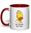 Чашка с цветной ручкой No brain, no pain Simpsons Красный фото