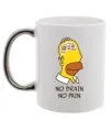 Чашка с цветной ручкой No brain, no pain Simpsons Серебро фото