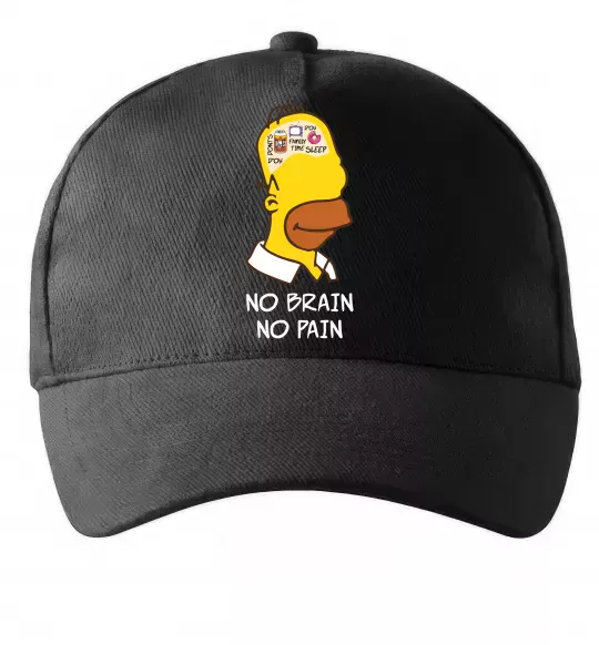 Кепка No brain, no pain Simpsons Черный фото