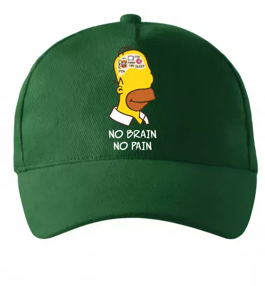 Кепка No brain, no pain Simpsons Темно-зеленый фото