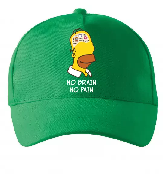 Кепка No brain, no pain Simpsons Зеленый фото