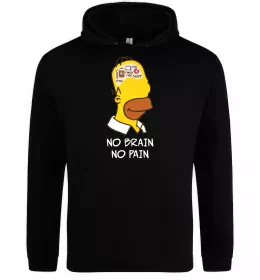 Женская толстовка (худи) No brain, no pain Simpsons Черный фото