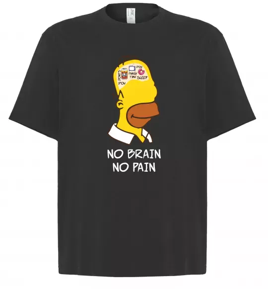 Футболка Оверсайз No brain, no pain Simpsons Черный фото