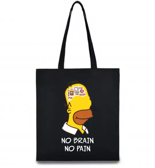 Еко-сумка No brain, no pain Simpsons Чорний фото