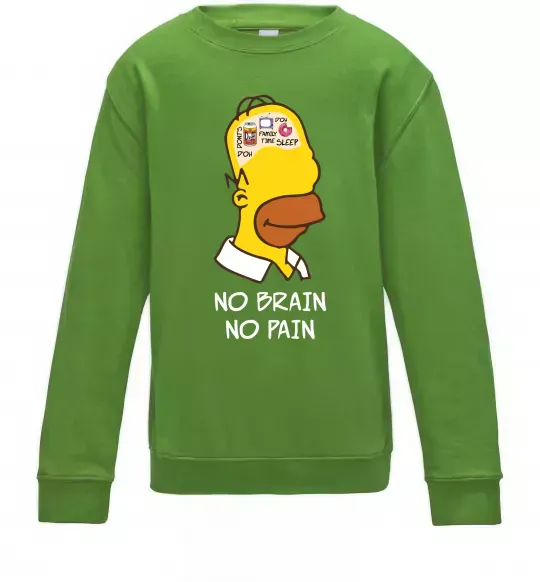 Дитячий світшот No brain, no pain Simpsons Лаймовий фото