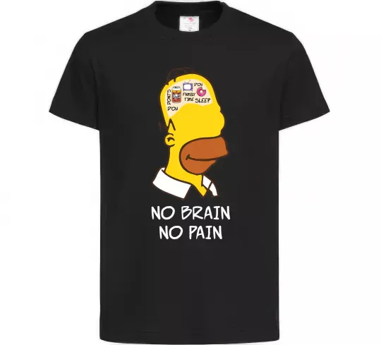 Дитяча футболка No brain, no pain Simpsons Чорний фото