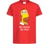 Дитяча футболка No brain, no pain Simpsons Червоний фото