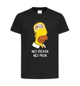 Детская футболка No brain, no pain Simpsons Черный фото