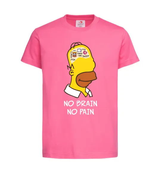 Дитяча футболка No brain, no pain Simpsons Яскраво-рожевий фото