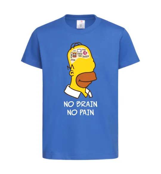 Дитяча футболка No brain, no pain Simpsons Яскраво-синій фото