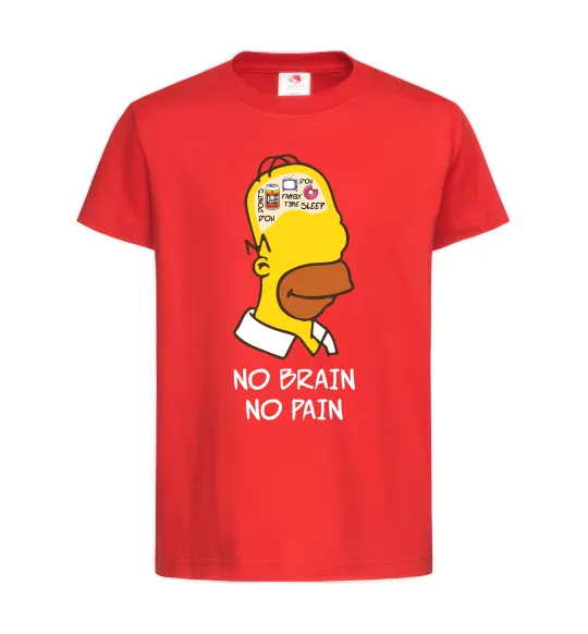 Дитяча футболка No brain, no pain Simpsons Червоний фото