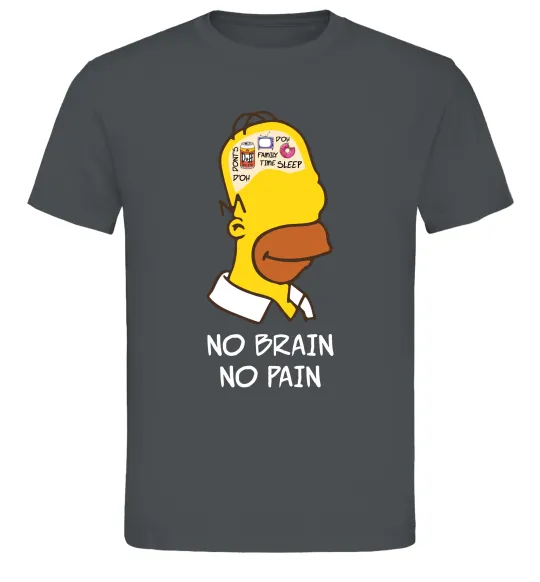 Чоловіча футболка No brain, no pain Simpsons Графіт фото
