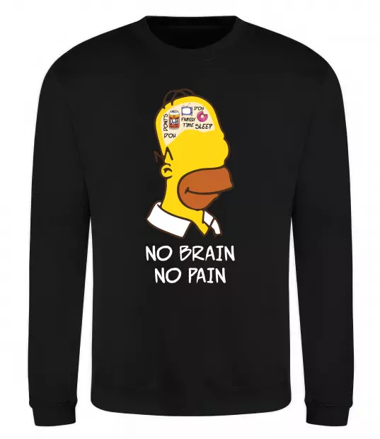 Свитшот No brain, no pain Simpsons Черный фото