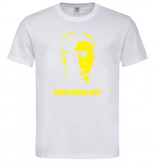 Чоловіча футболка Воля понад усе Зеленський, колір - зелений, розмір - М Білий фото