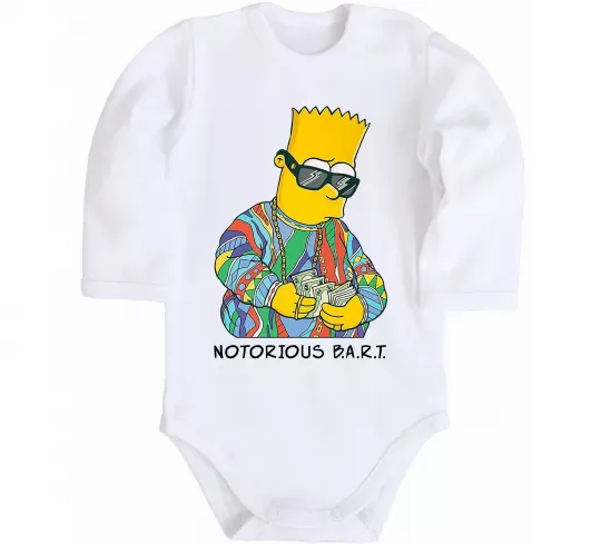 Детский боди Notorious Bart Белый фото