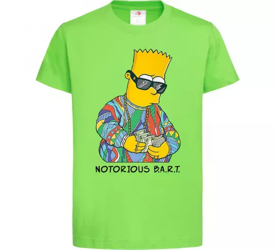 Дитяча футболка Notorious Bart Лаймовий фото