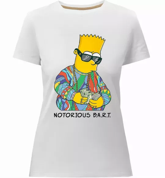 Жіноча преміум футболка Notorious Bart Білий фото