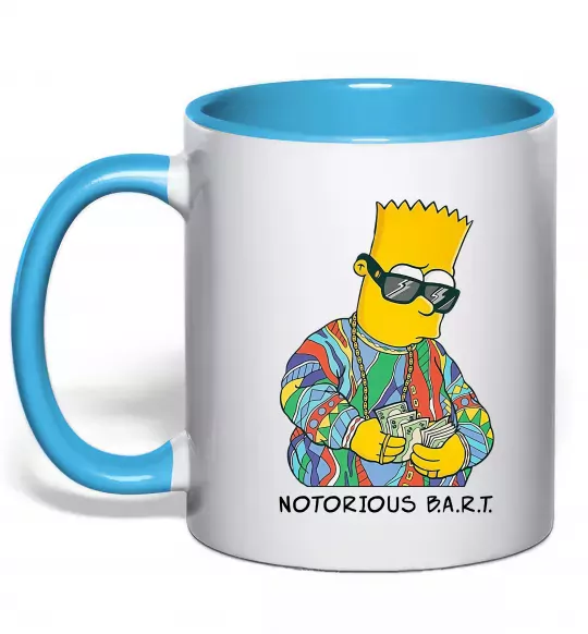 Чашка с цветной ручкой Notorious Bart Голубой фото