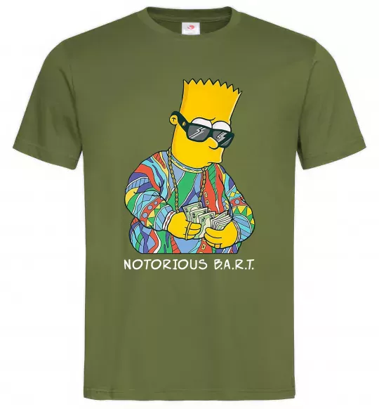 Чоловіча футболка Notorious Bart Оливковий фото