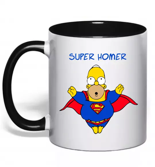 Чашка с цветной ручкой Super Homer Черный фото