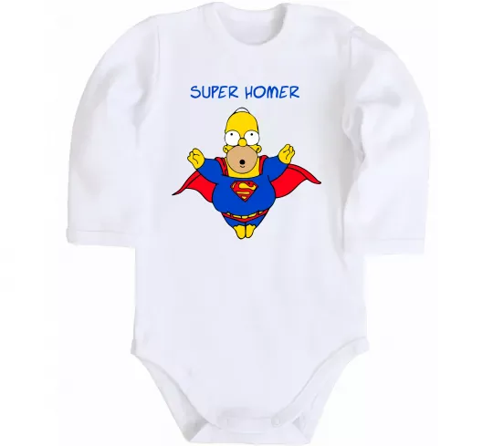 Детский боди Super Homer Белый фото