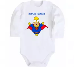 Детский боди Super Homer Белый фото