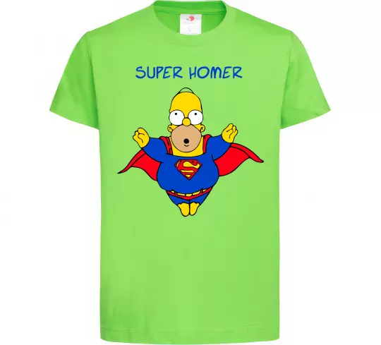 Дитяча футболка Super Homer Лаймовий фото