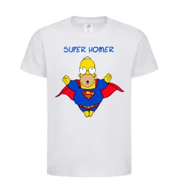Детская футболка Super Homer Белый фото