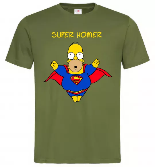 Мужская футболка Super Homer Оливковый фото