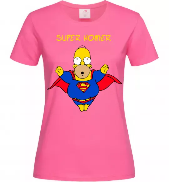 Жіноча футболка Super Homer Яскраво-рожевий фото